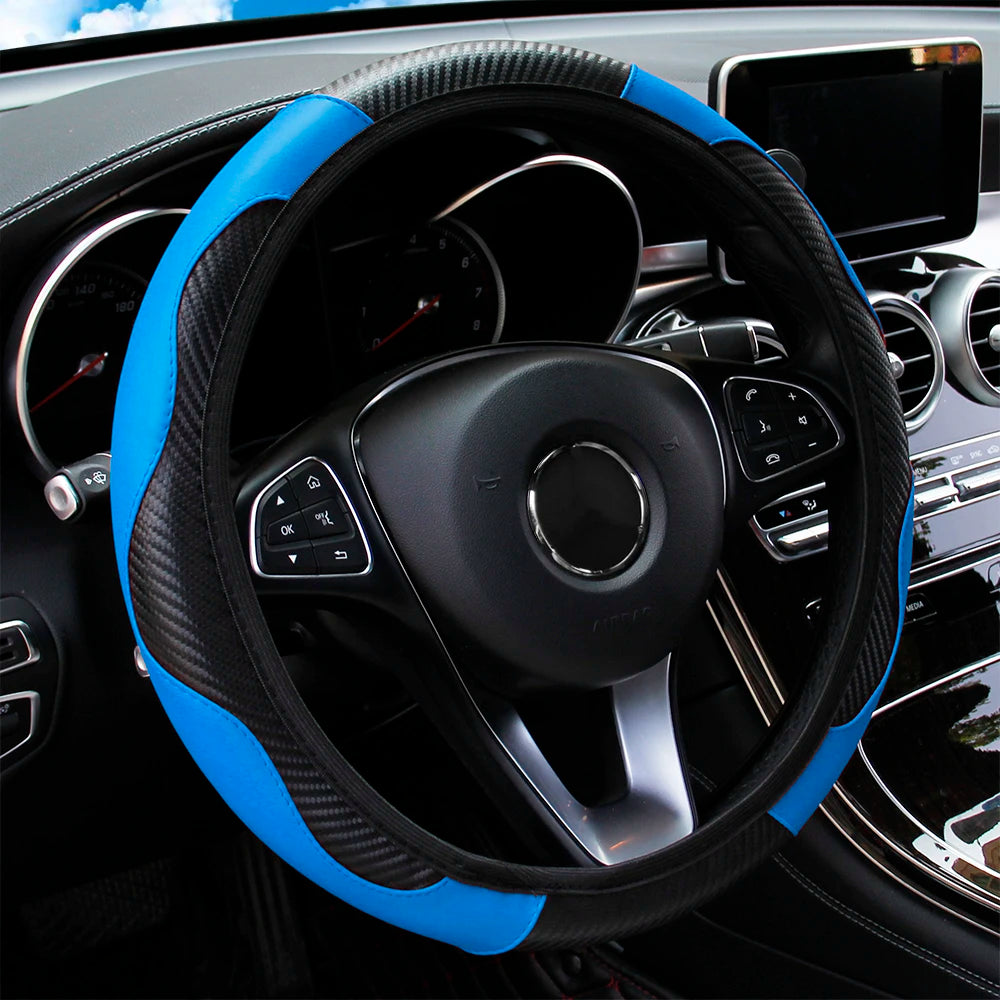 PU Carbon Fiber Leather Steering Wheel Cover