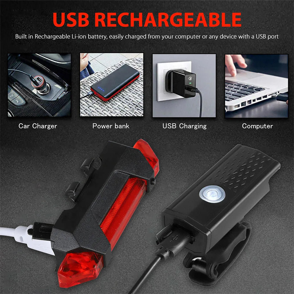 Rechargeable Bike Front/Rear Lamp Set