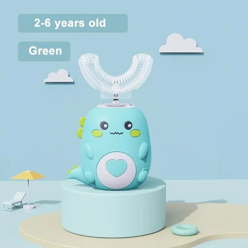 Kids 360° U-Shaped Electric Toothbrush – USB Rechargeable Silicone Smart Brush