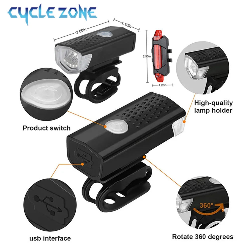 Rechargeable Bike Front/Rear Lamp Set