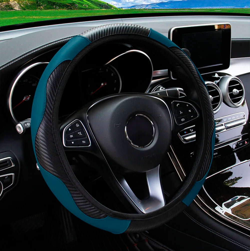 PU Carbon Fiber Leather Steering Wheel Cover