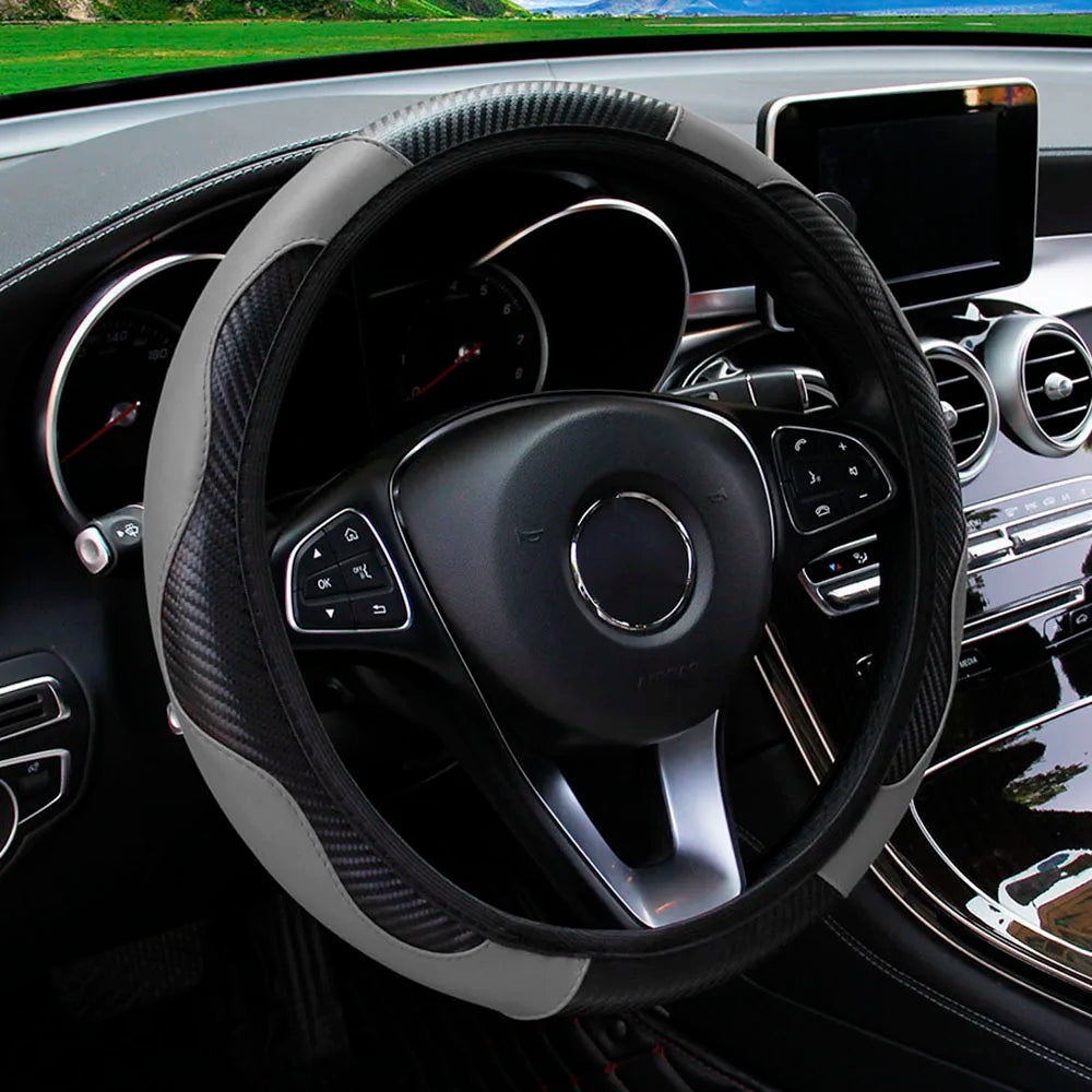 PU Carbon Fiber Leather Steering Wheel Cover
