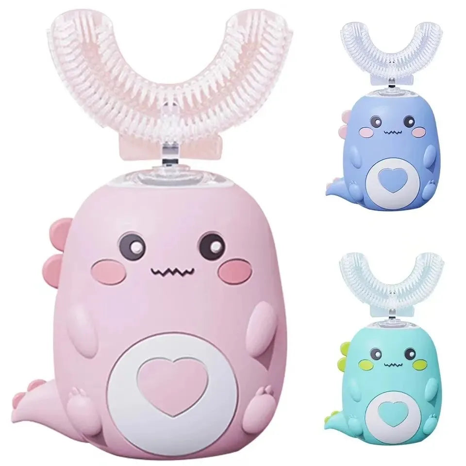 Kids 360° U-Shaped Electric Toothbrush – USB Rechargeable Silicone Smart Brush