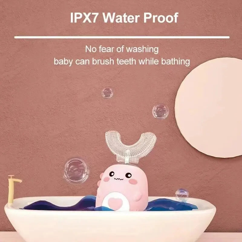 Kids 360° U-Shaped Electric Toothbrush – USB Rechargeable Silicone Smart Brush