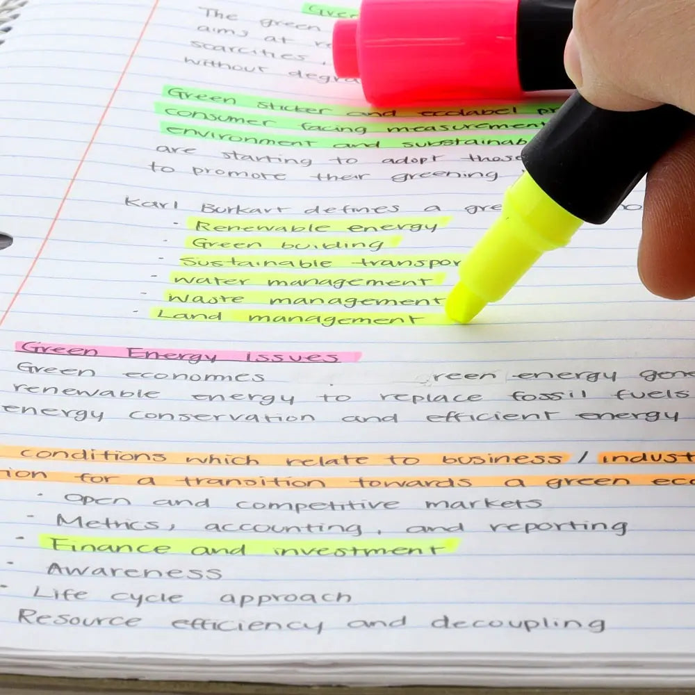 Yellow Fluorescent Highlighters – 3 Pack with Cushion Grip